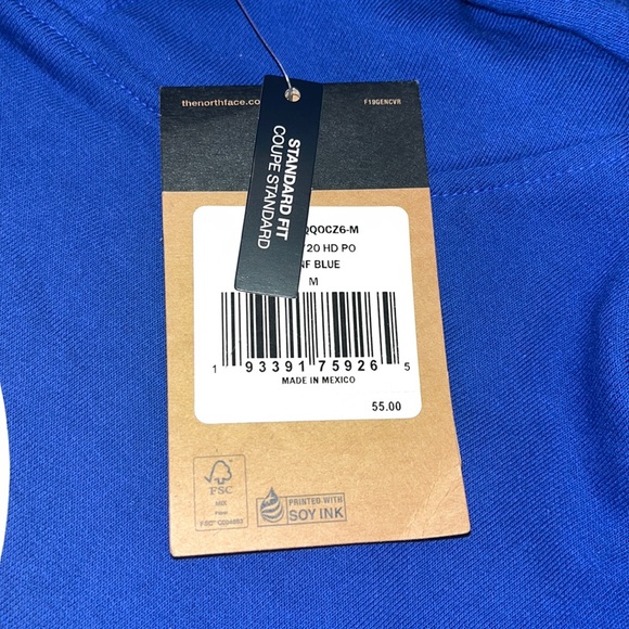 The North Face fleece blue logo sweatshirt hoodie pullover - Picture 6 of 8